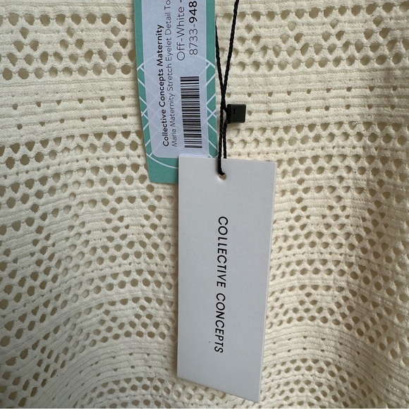 NWT Collective Concepts Maternity Stretch Eyelet Top Off White L - Picture 7 of 8